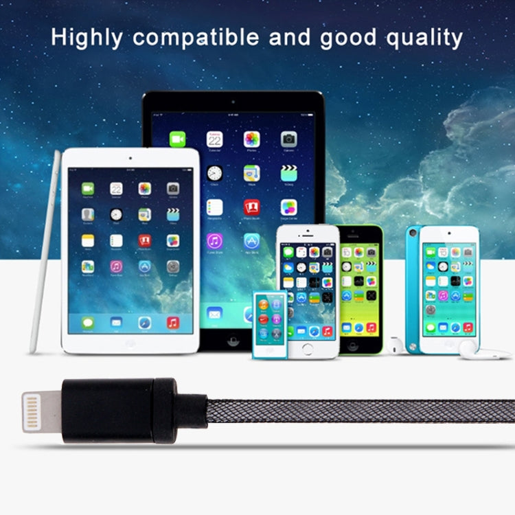 1m Net Style Metal Head 8 Pin to USB Data / Charger Cable(Blue)