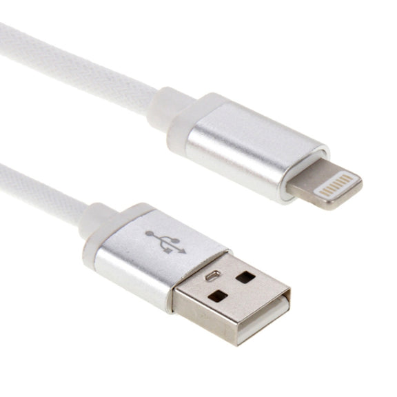 1m Net Style Metal Head 8 Pin to USB Data / Charger Cable(White)
