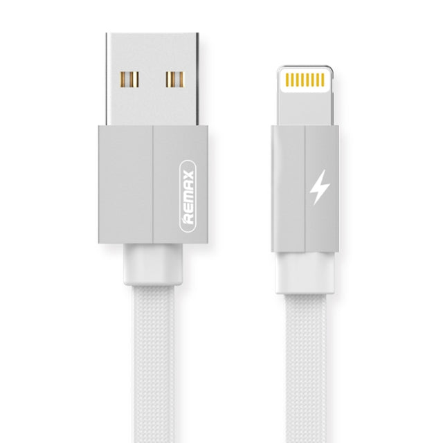 REMAX RC-094i 2m 2.4A USB to 8 Pin Aluminum Alloy Braid Fast Charging Data Cable (White)