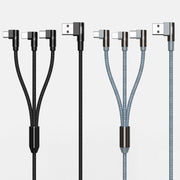REMAX RC-167th 3 in 1 2.1A USB to 8 Pin + USB-C / Type-C + Micro USB Range Series Elbow Charging Cable, Cable Length: 1m (Black)