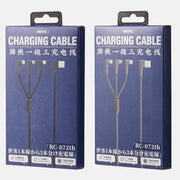 REMAX RC-167th 3 in 1 2.1A USB to 8 Pin + USB-C / Type-C + Micro USB Range Series Elbow Charging Cable, Cable Length: 1m (Black)