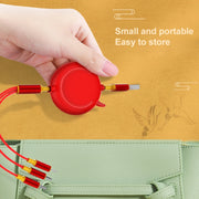 K042 1.2m 3A 3 in 1 USB to 8 Pin + USB-C / Type-C + Micro USB Bull Head Retractable Data Cable