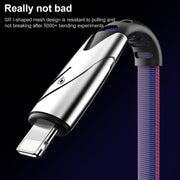 K051 1.2m 3 in 1 USB to 8 Pin + USB-C / Type-C + Micro USB Shark Fabric Data Cable(Black)