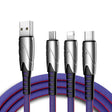 K051 1.2m 3 in 1 USB to 8 Pin + USB-C / Type-C + Micro USB Shark Fabric Data Cable(Blue) - free shipping - PMC TechLife - Order now!