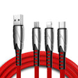 K051 1.2m 3 in 1 USB to 8 Pin + USB-C / Type-C + Micro USB Shark Fabric Data Cable(Red) - Multifunction Cable by PMC TechLife | Online Shopping South Africa | PMC TechLife | Buy Now Pay Later Mobicred