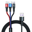 K061 1.2m 5A 3 in 1 USB to 8 Pin + USB-C / Type-C + Micro USB Round Fast Charging Data Cable - free shipping - PMC TechLife - Order now!