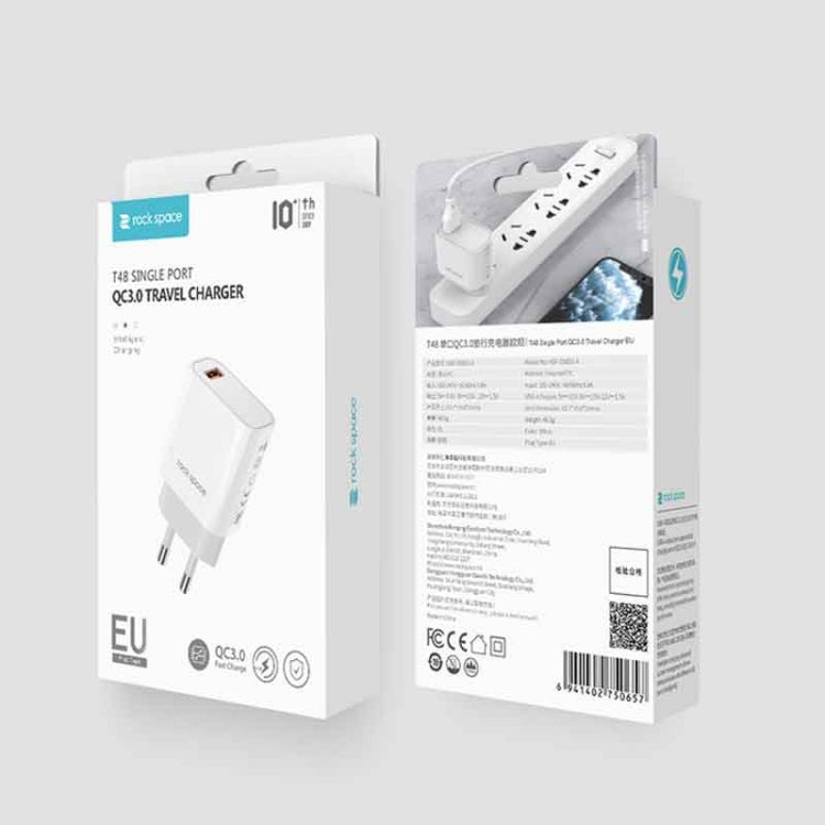 ROCK SPACE HGF-058EU-A T48 QC3.0 USB Single Port Travel Charger, EU Plug