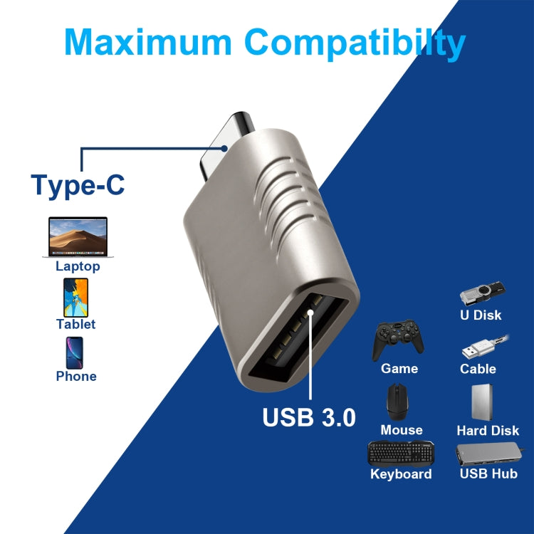 2 PCS SBT-148 USB-C / Type-C Male to USB 3.0 Female Zinc Alloy Adapter(Cosmic Grey)