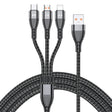 ADC-138 66W 3 in 1 USB to 8 Pin + Micro USB + USB-C / Type-C Fast Charging Braided Data Cable, Cable Length: 1.2m(Black) - free shipping - PMC TechLife - Order now!