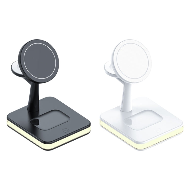 991 3 in 1 15W Electromagnetic Induction Wireless Fast Charging with 360 Degree Rotating Holder(White)