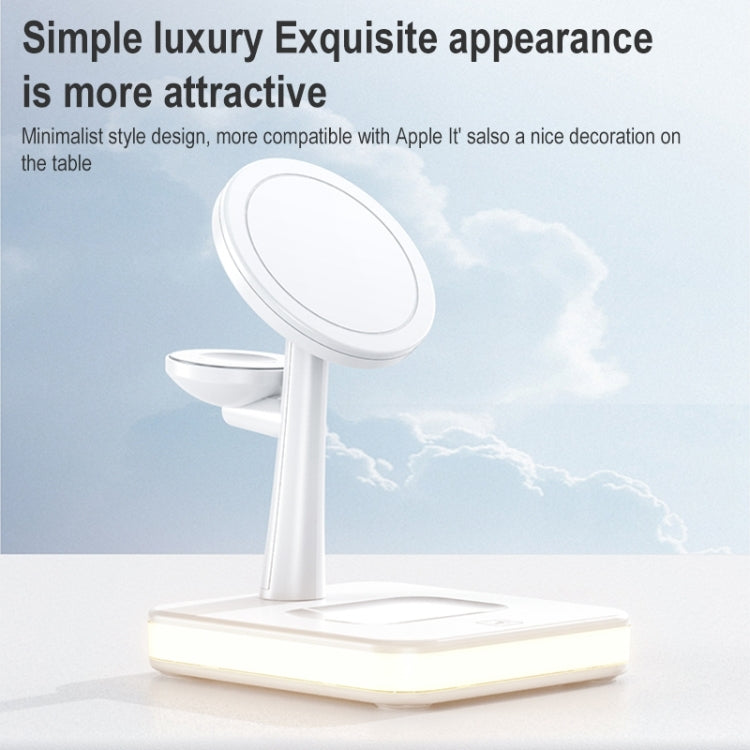 991 3 in 1 15W Electromagnetic Induction Wireless Fast Charging with 360 Degree Rotating Holder(White)