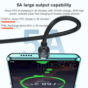 ADC-66 5A 66W 3 in 1 USB to 8 Pin + Micro USB + USB-C / Type-C Fast Charging Braided Data Cable, Cable Length: 1.2m
