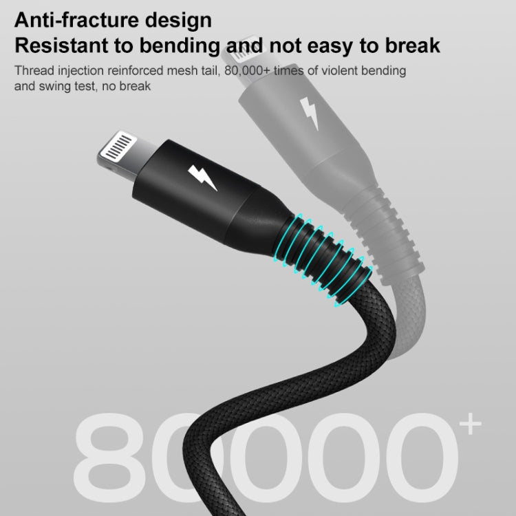 MOMAX DL51D Type-C / USB-C to 8 Pin PD Braided Fast Charging Cable, Length: 1.2m (Black)