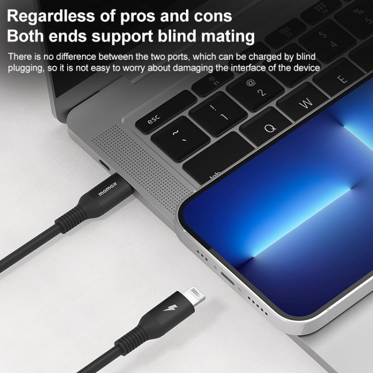 MOMAX DL51D Type-C / USB-C to 8 Pin PD Braided Fast Charging Cable, Length: 1.2m (White)
