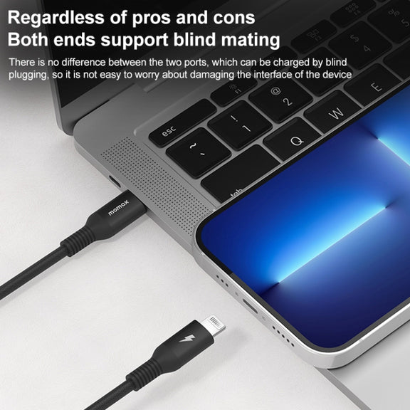 MOMAX DL51D Type-C / USB-C to 8 Pin PD Braided Fast Charging Cable, Length: 1.2m (White)