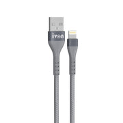IVON CA92 2.4A Max USB to 8 Pin Rubber Fast Charging Data Cable, Length: 1.5m (Grey)