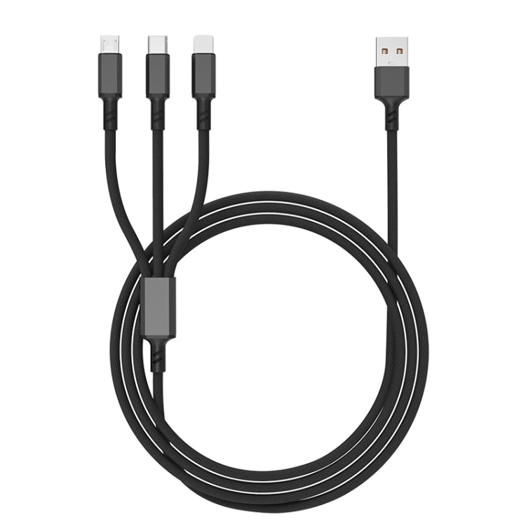 Braided 3A 3 in 1 USB to Type-C / 8 Pin / Micro USB Fast Charging Cable, Cable Length: 1.2m(Black)