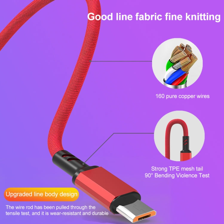 Braided 3A 3 in 1 USB to Type-C / 8 Pin / Micro USB Fast Charging Cable, Cable Length: 1.2m(Black)