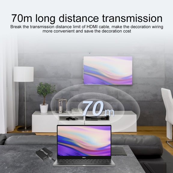 Measy ET100 HDMI Extender Transmitter + Receiver Converter Ethernet Cable, Transmission Distance: 70m (EU Plug)