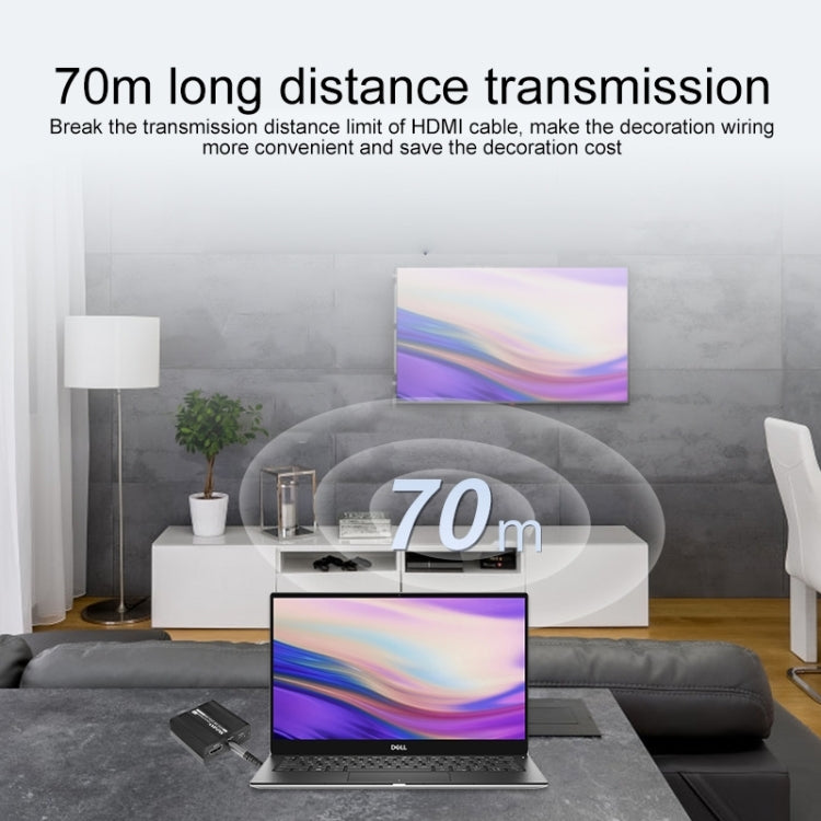 Measy ET100 HDMI Extender Transmitter + Receiver Converter Ethernet Cable, Transmission Distance: 70m (EU Plug)