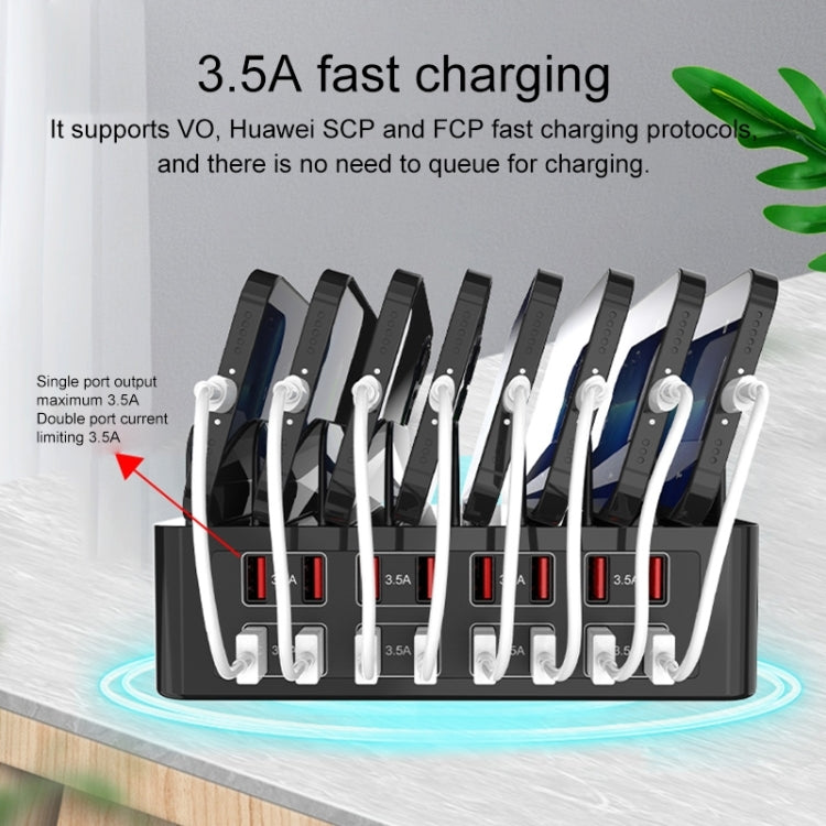 YFY-A55 150W 16 x USB Ports Smart Charging Station with Phone & Tablet Stand, AU Plug