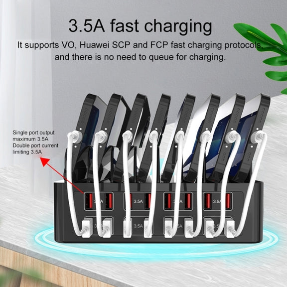 YFY-A55 150W 16 x USB Ports Smart Charging Station with Phone & Tablet Stand, AU Plug