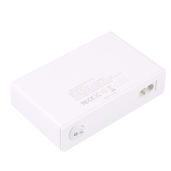 MFT-03Q 10 in 1 65W QC3.0 USB Smart Fast Charger, EU Plug(White)