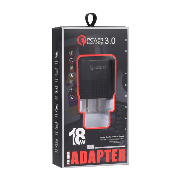 LZ-2117 18W QC3.0 3.1A USB Fast Charger, US Plug (Black)