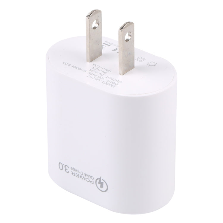 LZ-2117 18W QC3.0 3.1A USB Fast Charger, US Plug (White)