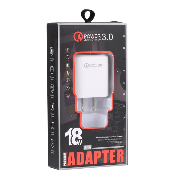 LZ-2117 18W QC3.0 3.1A USB Fast Charger, US Plug (White)