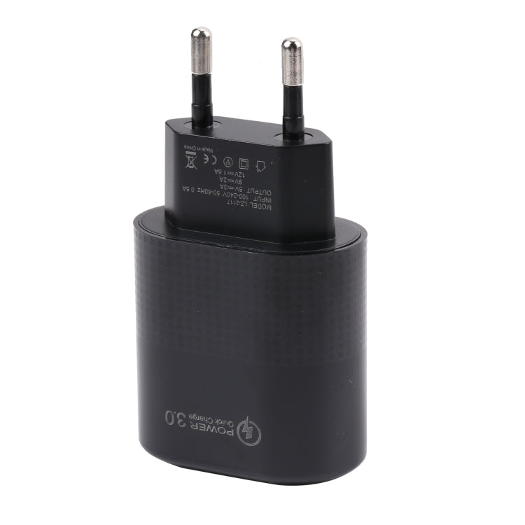 LZ-2117 18W QC3.0 3.1A USB Fast Charger, EU Plug(Black)