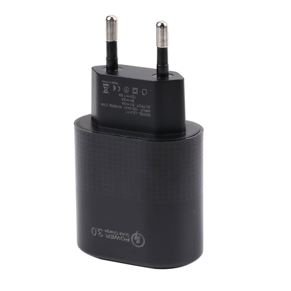 LZ-2117 18W QC3.0 3.1A USB Fast Charger, EU Plug(Black)