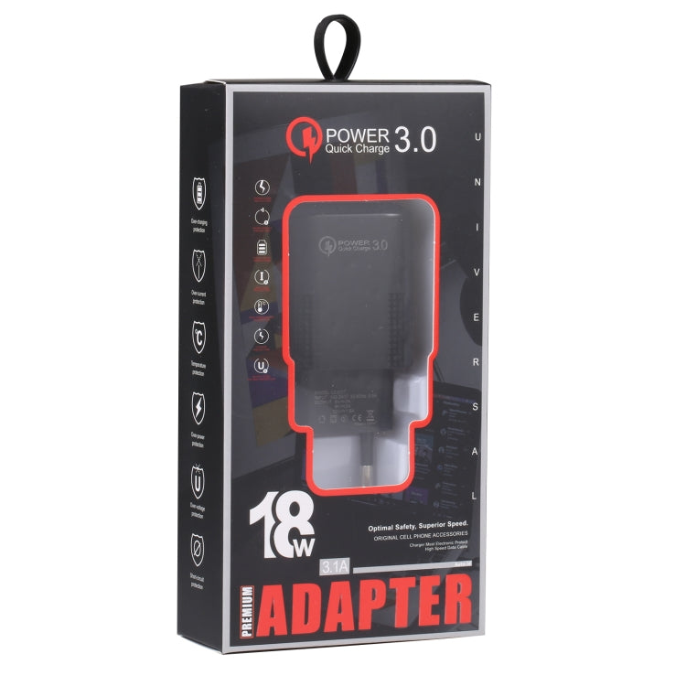 LZ-2117 18W QC3.0 3.1A USB Fast Charger, EU Plug(Black)
