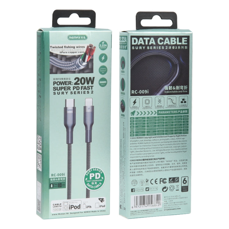 REMAX RC-009i 1m 2.22A USB-C / Type-C to 8 Pin 20W PD Fast Charging Data Cable(Black)