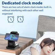 YP-HY05 15W 5 in 1 Magnetic Multifunctional Wireless Charger with Clock (White)