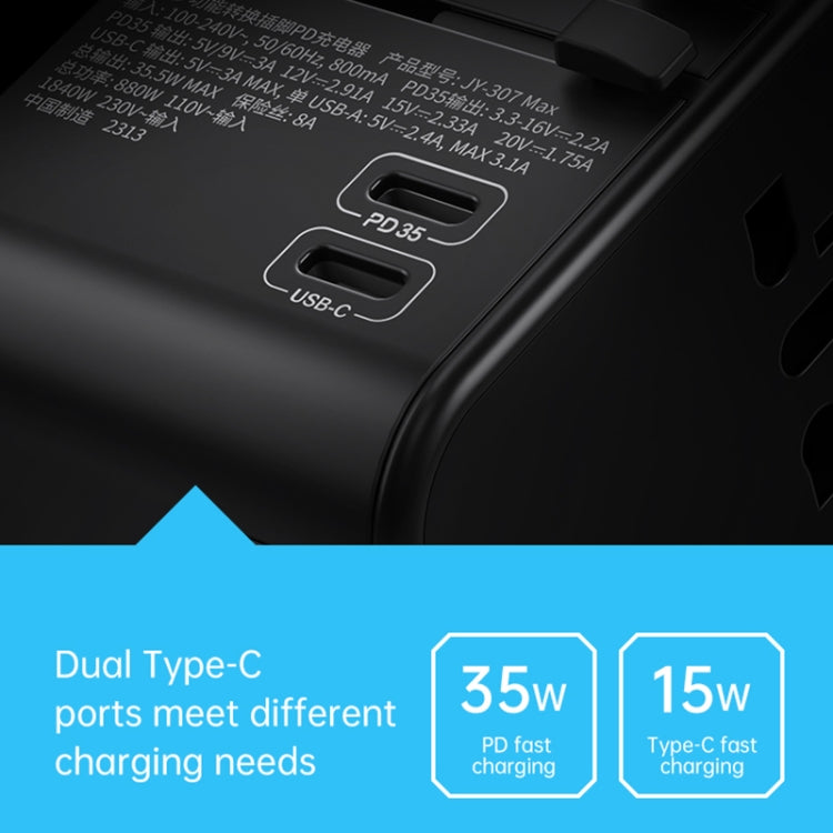 ROCK T62 35.5W Global Travel Multifunctional Plug PD Charger Power Adapter(Black)