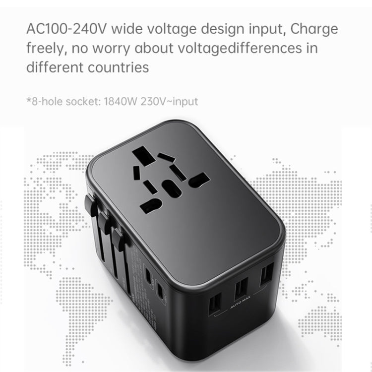 ROCK T62 35.5W Global Travel Multifunctional Plug PD Charger Power Adapter(Black)