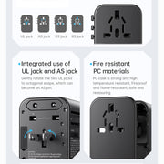 ROCK T62 35.5W Global Travel Multifunctional Plug PD Charger Power Adapter(Black)