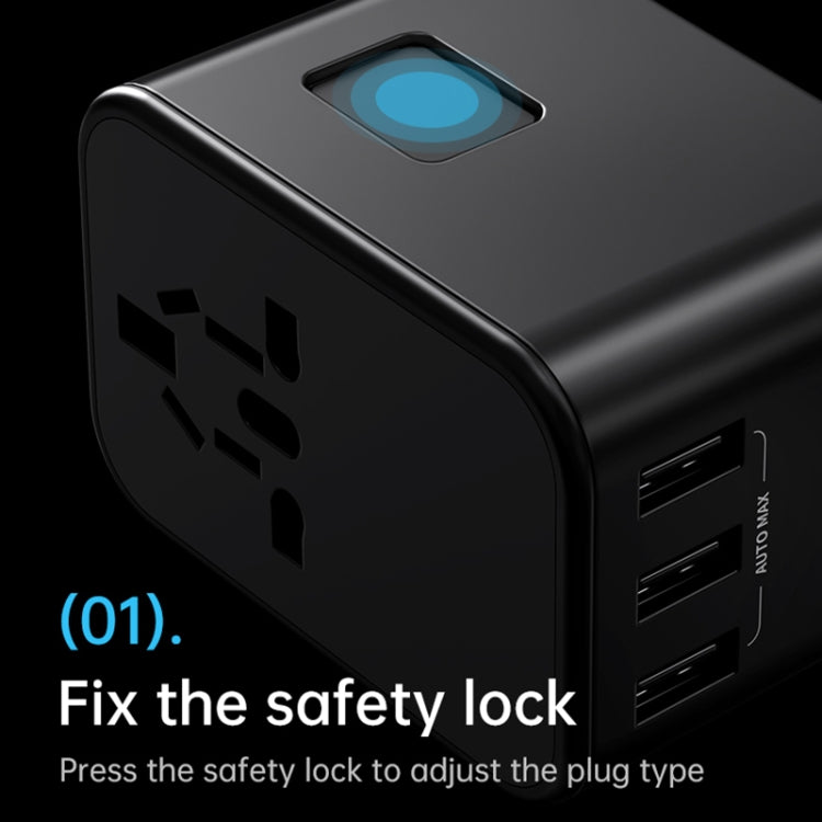 ROCK T62 35.5W Global Travel Multifunctional Plug PD Charger Power Adapter(Black)