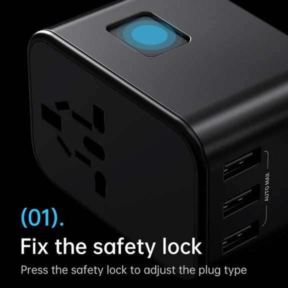 ROCK T62 35.5W Global Travel Multifunctional Plug PD Charger Power Adapter(Black)