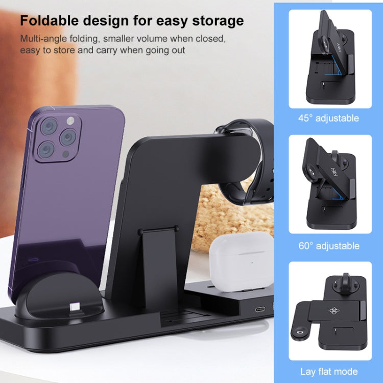 6 in 1 Multifunctional Foldable Vertical Wireless Charger (White)