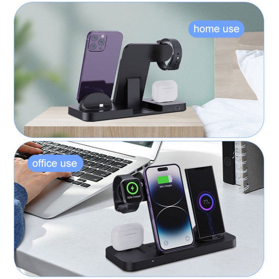 6 in 1 Multifunctional Foldable Vertical Wireless Charger (White)