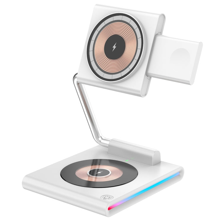 KTM8 15W 3 in 1 Portable Folding Magnetic Wireless Charger (White)