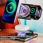 KTM8 15W 3 in 1 Portable Folding Magnetic Wireless Charger (Black)