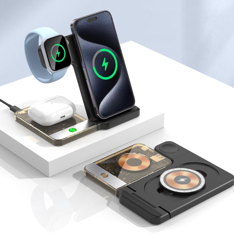 U17 15W 5 in 1 Folding Magnetic Wireless Charger with Night Light (White)