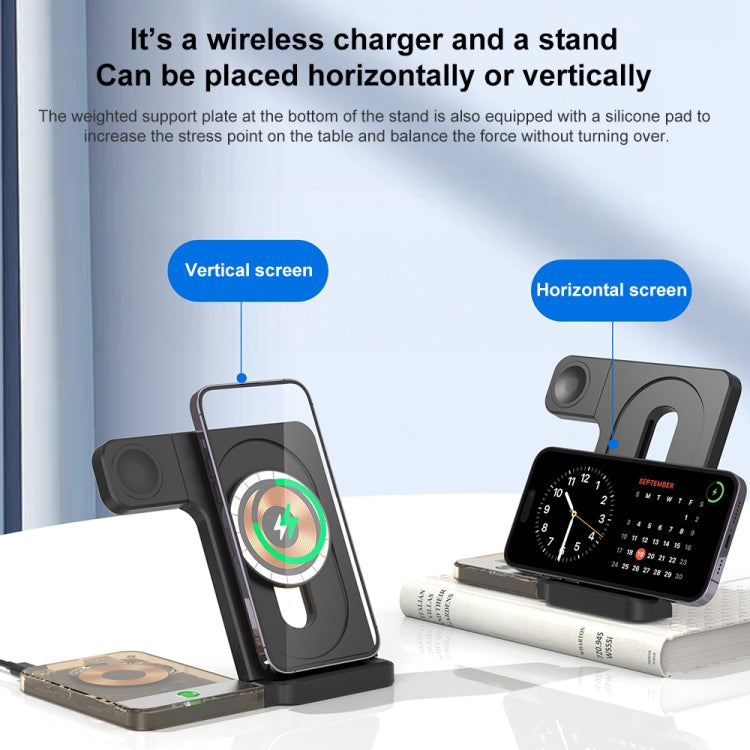 U17 15W 5 in 1 Folding Magnetic Wireless Charger with Night Light (White)