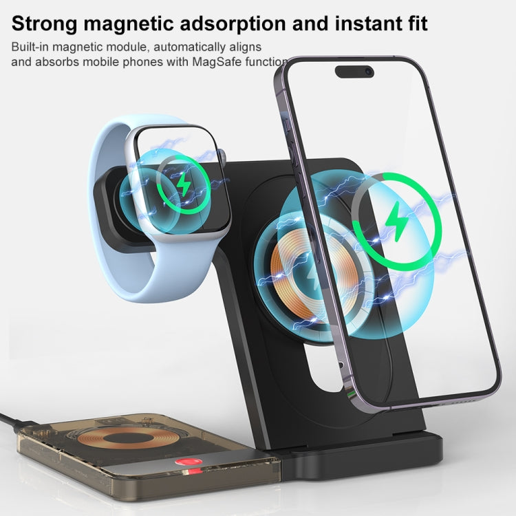 U17 15W 5 in 1 Folding Magnetic Wireless Charger with Night Light (White)