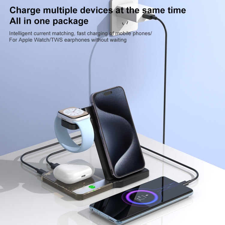 U17 15W 5 in 1 Folding Magnetic Wireless Charger with Night Light (White)