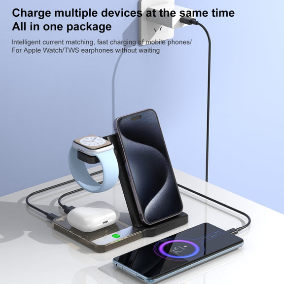 U17 15W 5 in 1 Folding Magnetic Wireless Charger with Night Light (White)