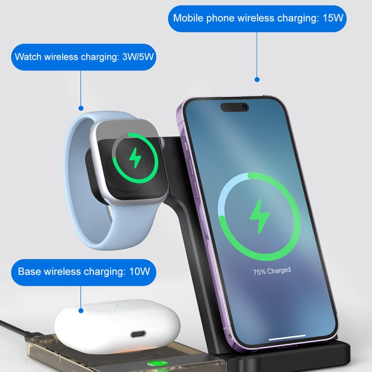 U17 15W 5 in 1 Folding Magnetic Wireless Charger with Night Light (White)